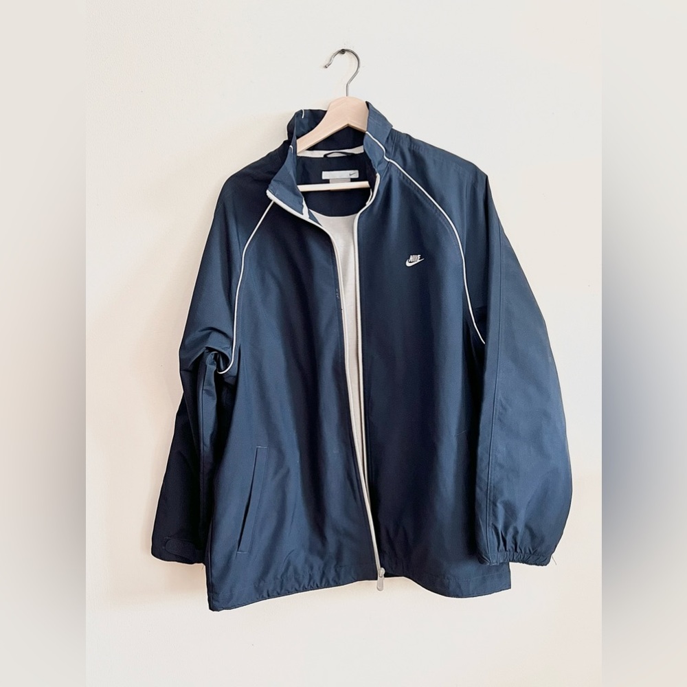 Nike Men Windbreaker Performance Zipped Up Blue Track Jacket Size L